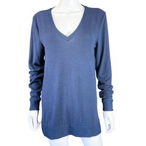 LUCKY BRAND Sweater Womens S Blue V-Neck Long Sleeve Soft Ribbed Lightweight